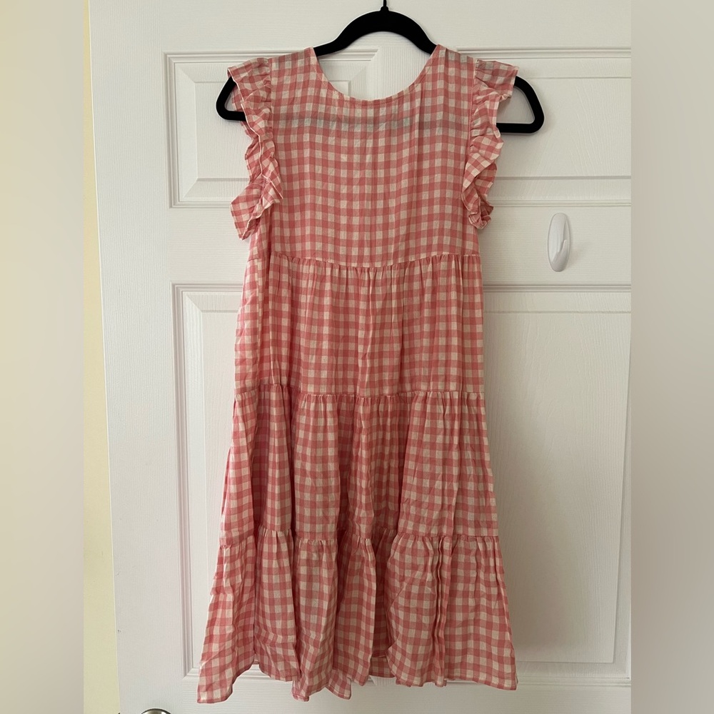 Petal and pup pink and white checker dress